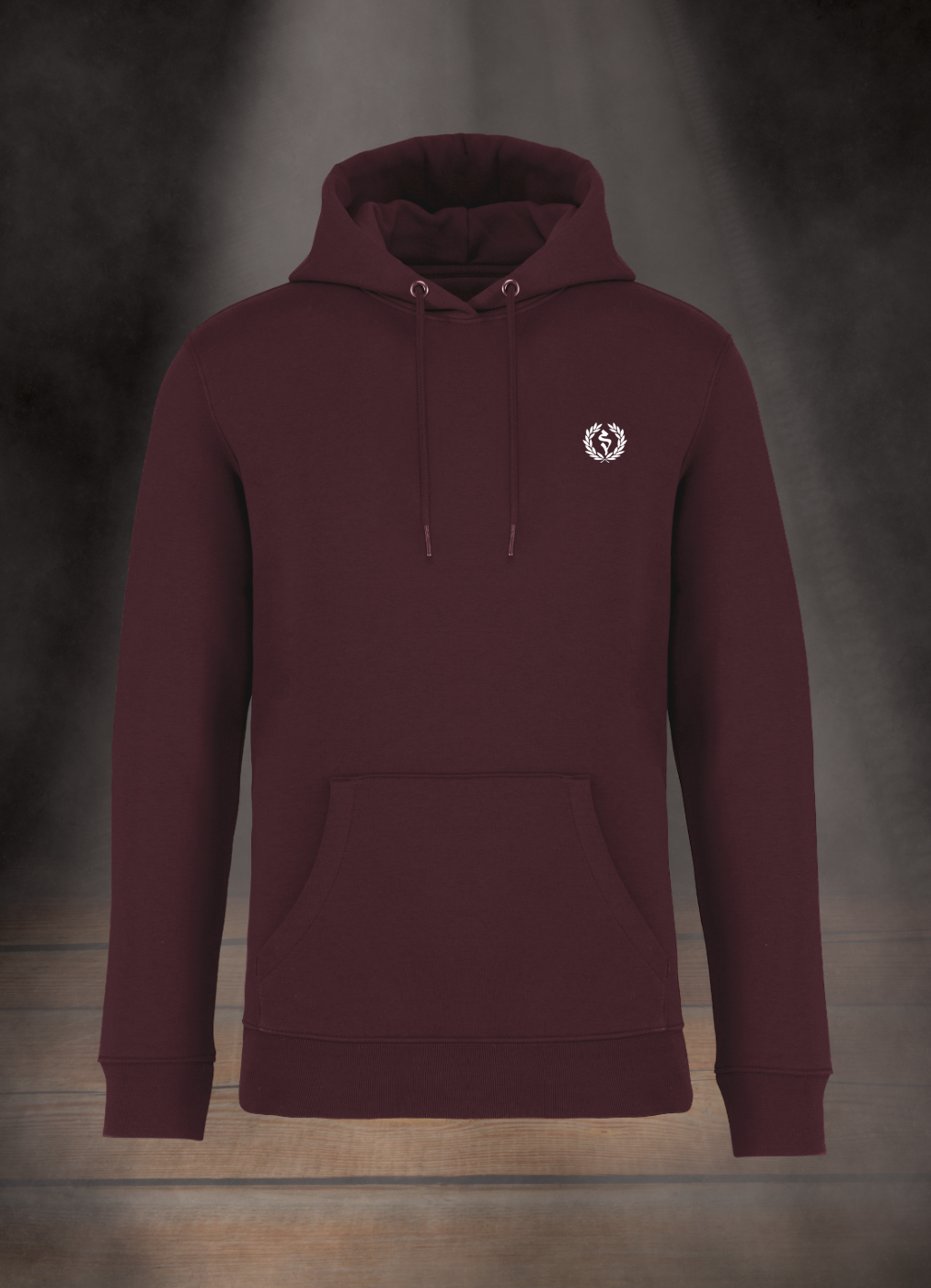 BESTICKTER HERREN HOODIE #LAUREL BRANCH WHITE