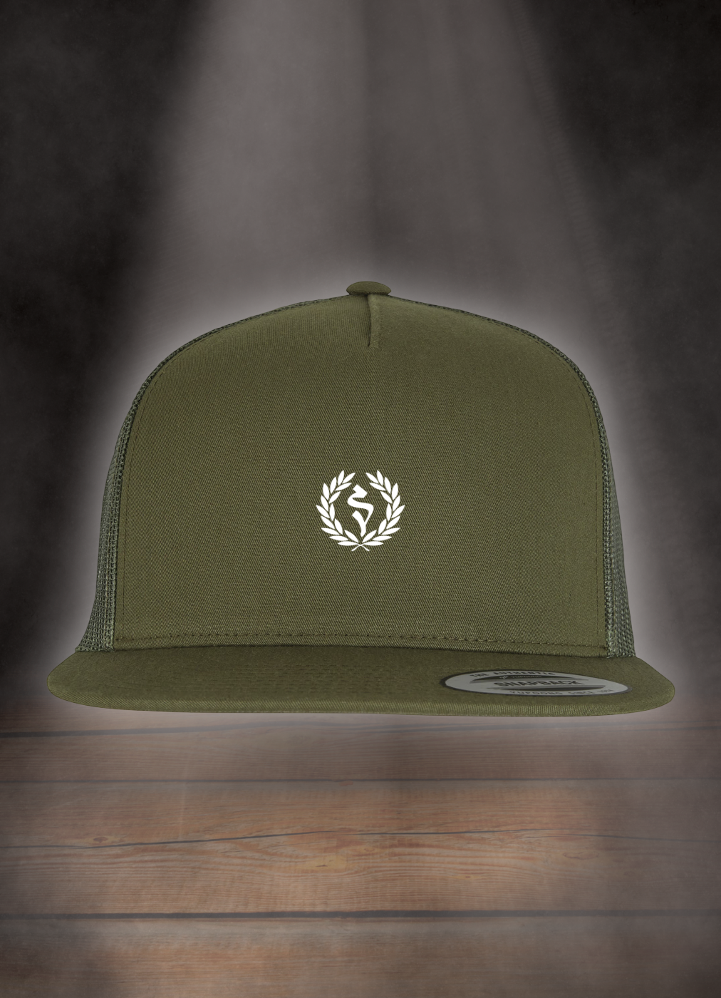FLEXFIT TRUCKER SNAPBACK CAP #LAUREL BRANCH WHITE