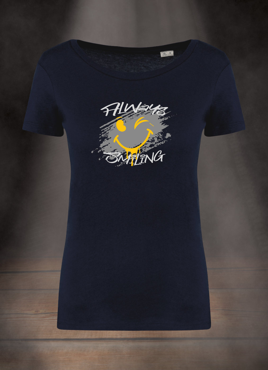 DAMEN T-SHIRT #ALWAYS SMILING