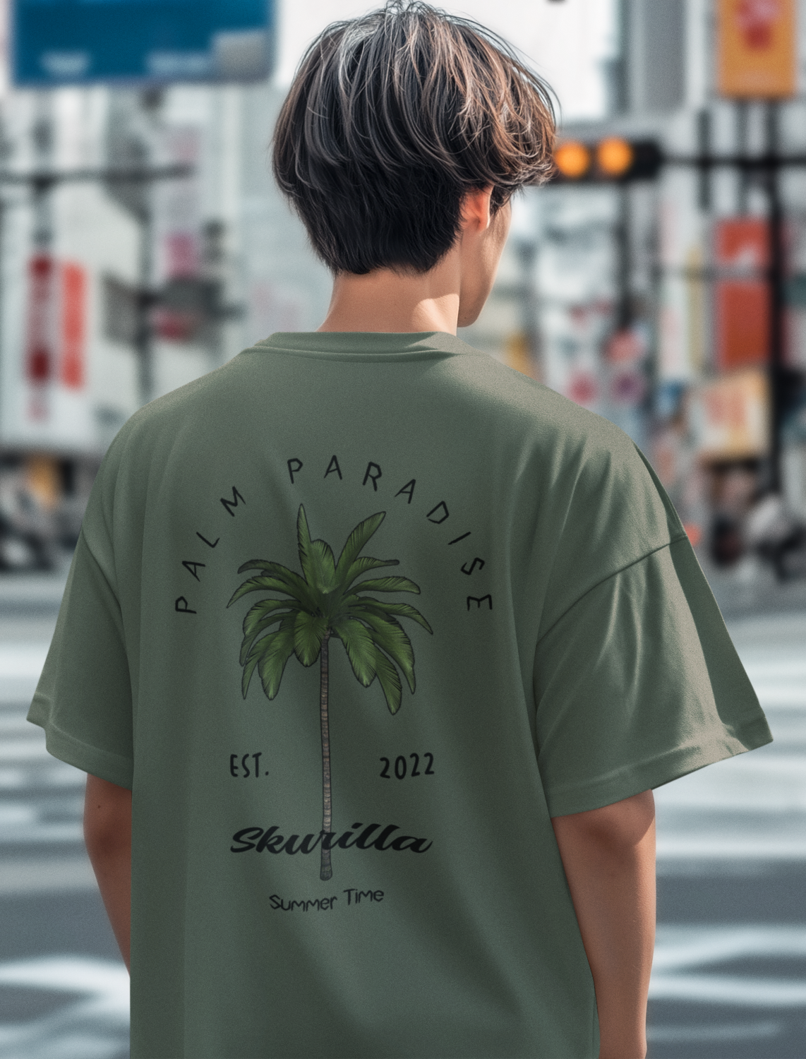 OVERSIZE T-SHIRT 220gr. #PALM PARADISE