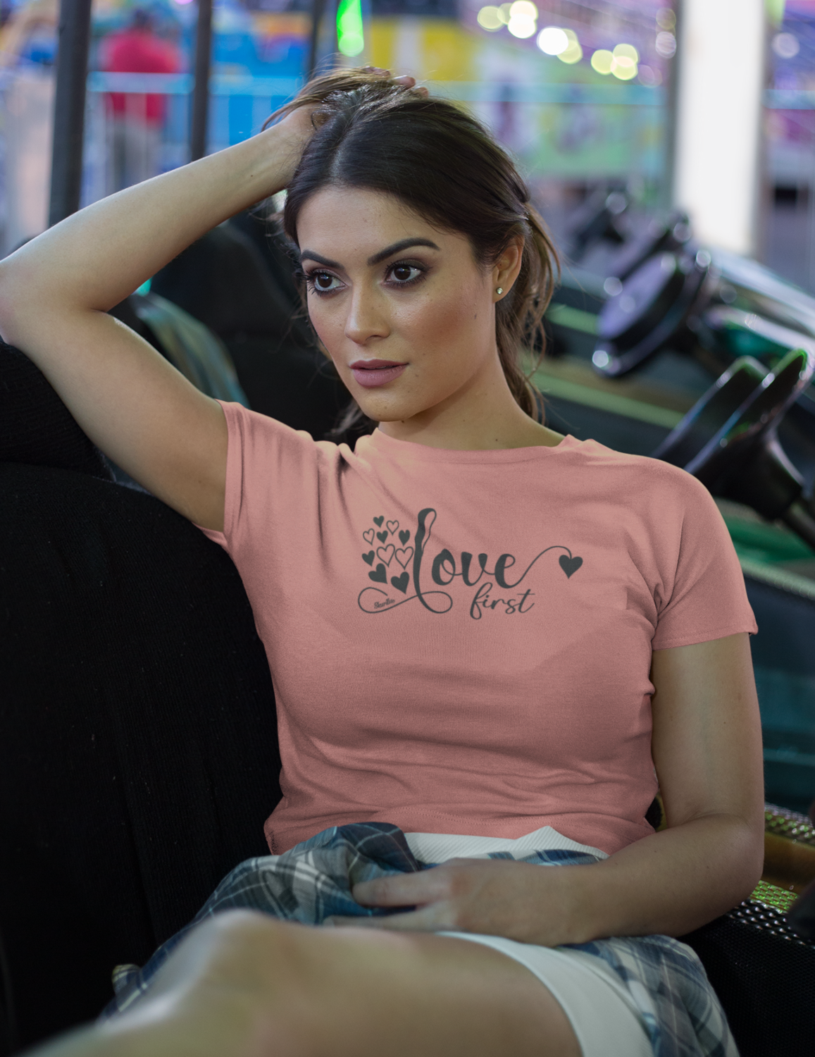 DAMEN T-SHIRT #LOVE FIRST