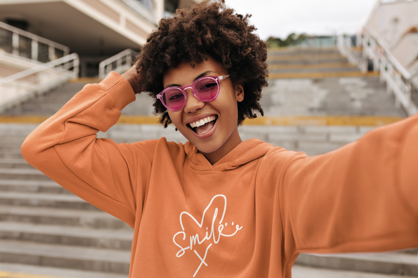 DAMEN HOODIE #HEART SMILE