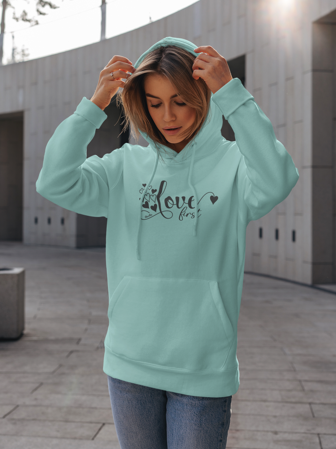 DAMEN HOODIE #LOVE FIRST