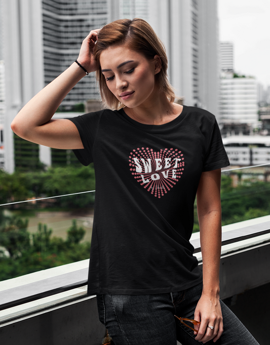 DAMEN T-SHIRT #SWEET LOVE